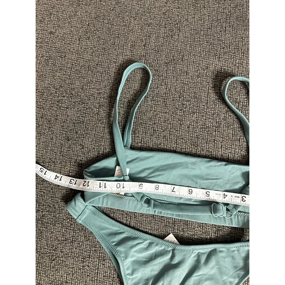 Tropic of C The C Bralette Bikini Top and High Cut Bottom size S/M Seafoam Green